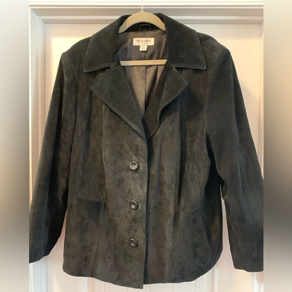 Preston & York VTG Woman’s Suede Leather Jacket Size 2X Lined Button Closure